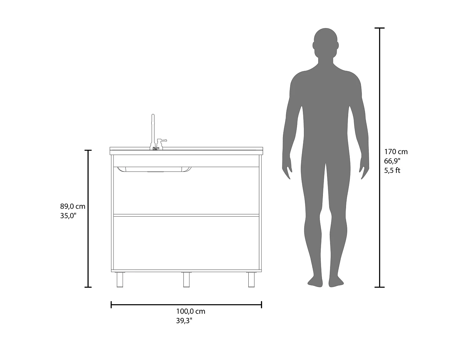 Mobile basso Napoles con lavandino, wengué