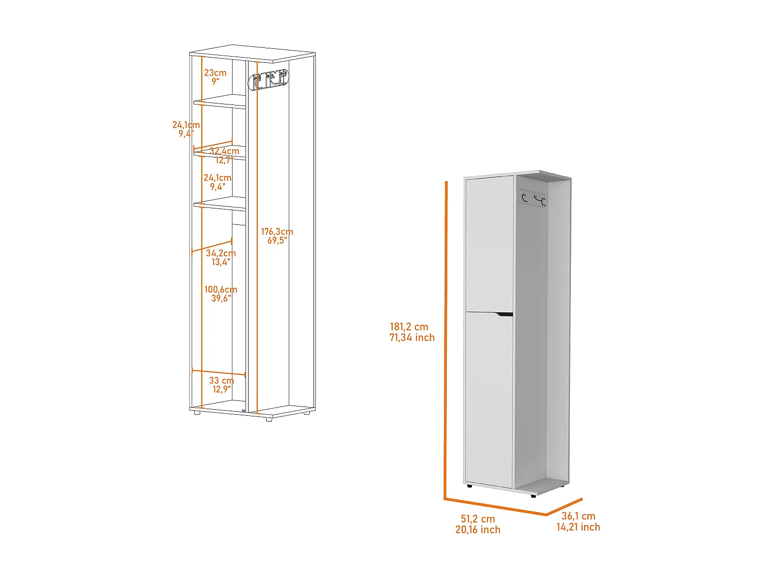 Armario para escobas Austin, blanco MQZ