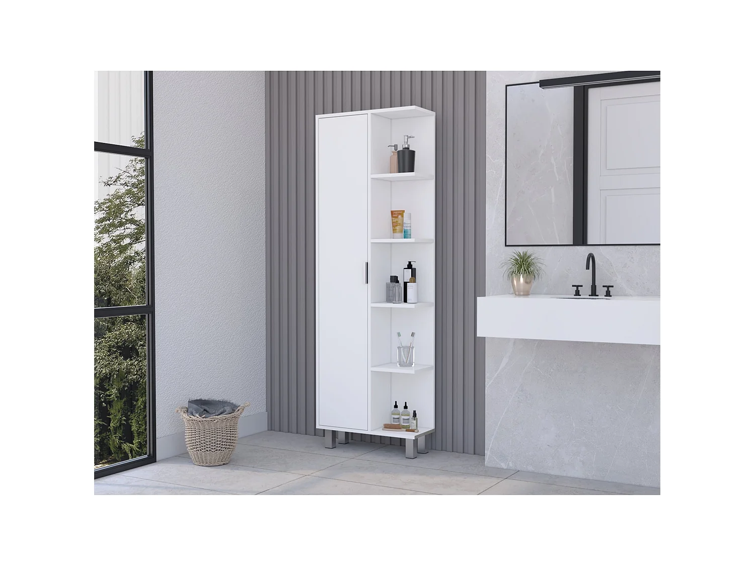 TUHOME CONCEPT Coluna de casa de banho Crovie de 160 cm, branco