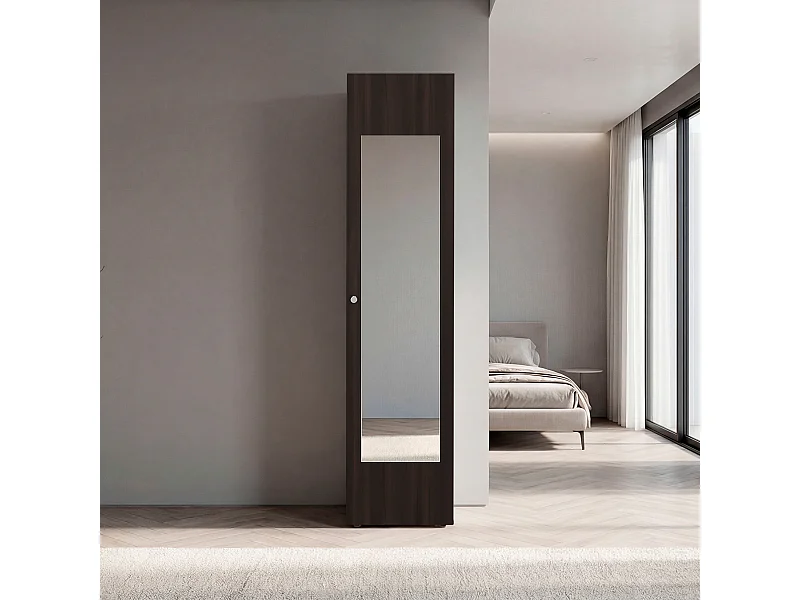 HOME DREAMS M5 - Guarda-roupa com espelho, 1 porta, noz escura