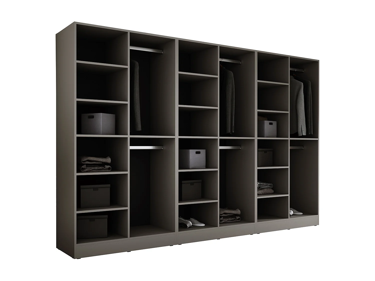 Guarda-roupa: Vidro Canelado / Cinza platina, 300 x 200 x 51 cm
