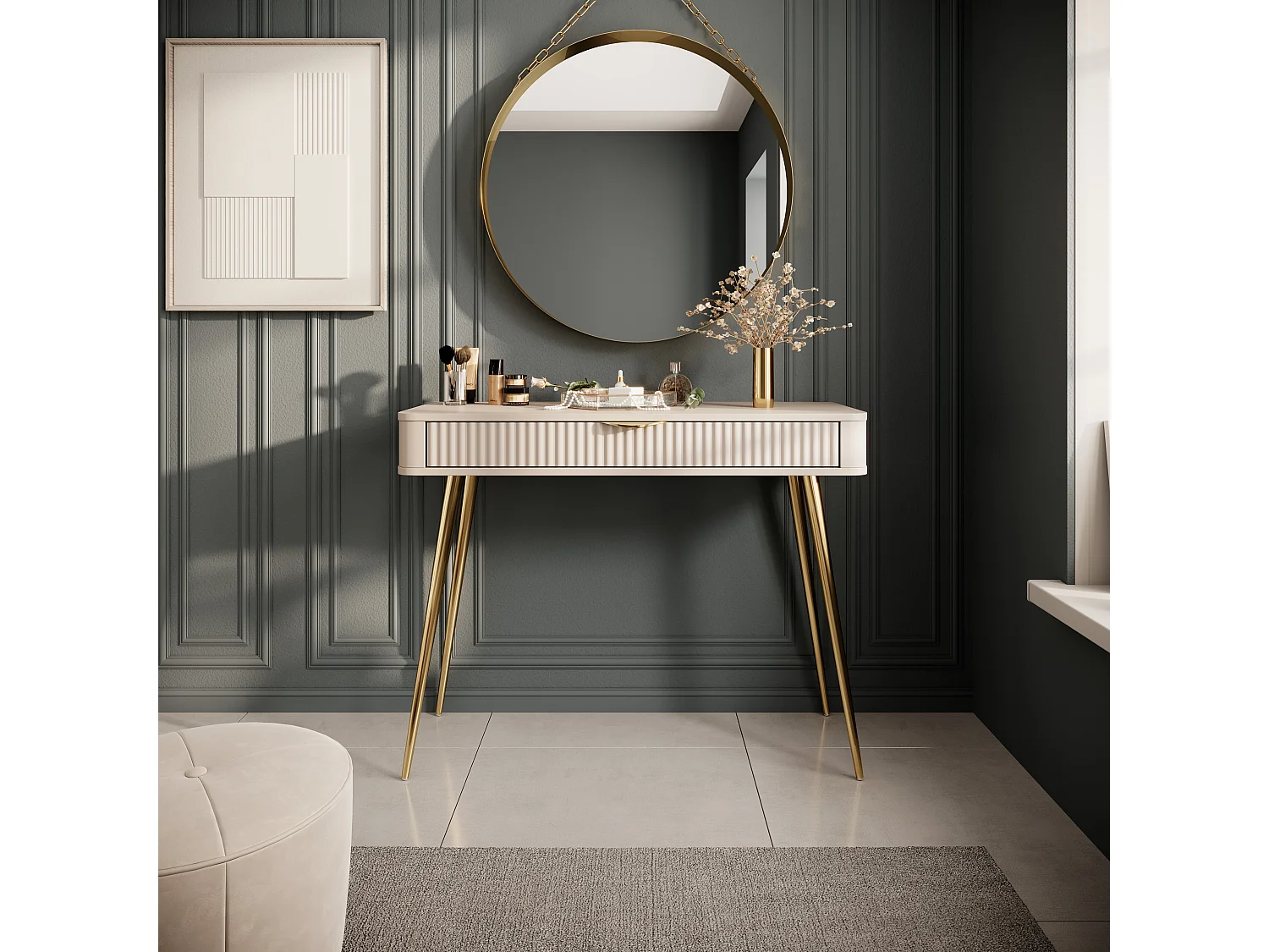 Schminktisch: Beige, 100 x 38 x 78 cm