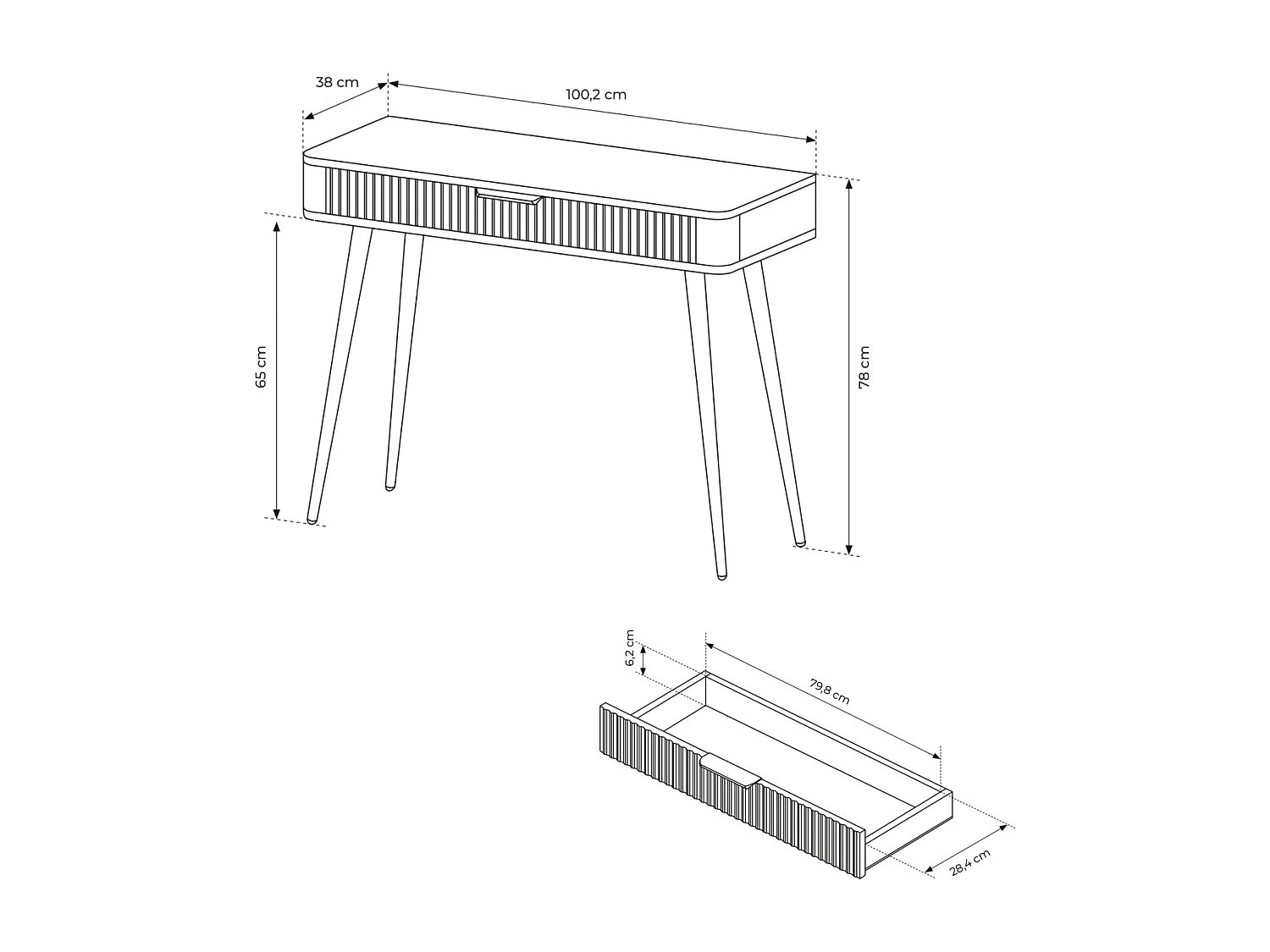 Schminktisch: Beige, 100 x 38 x 78 cm