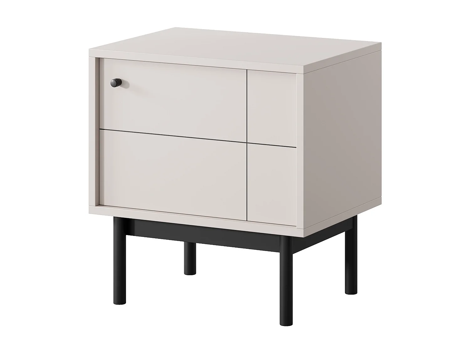 Nachttisch: Kaschmir, schwarze Beine, 53,5 cm x 56,6 cm x 39 cm