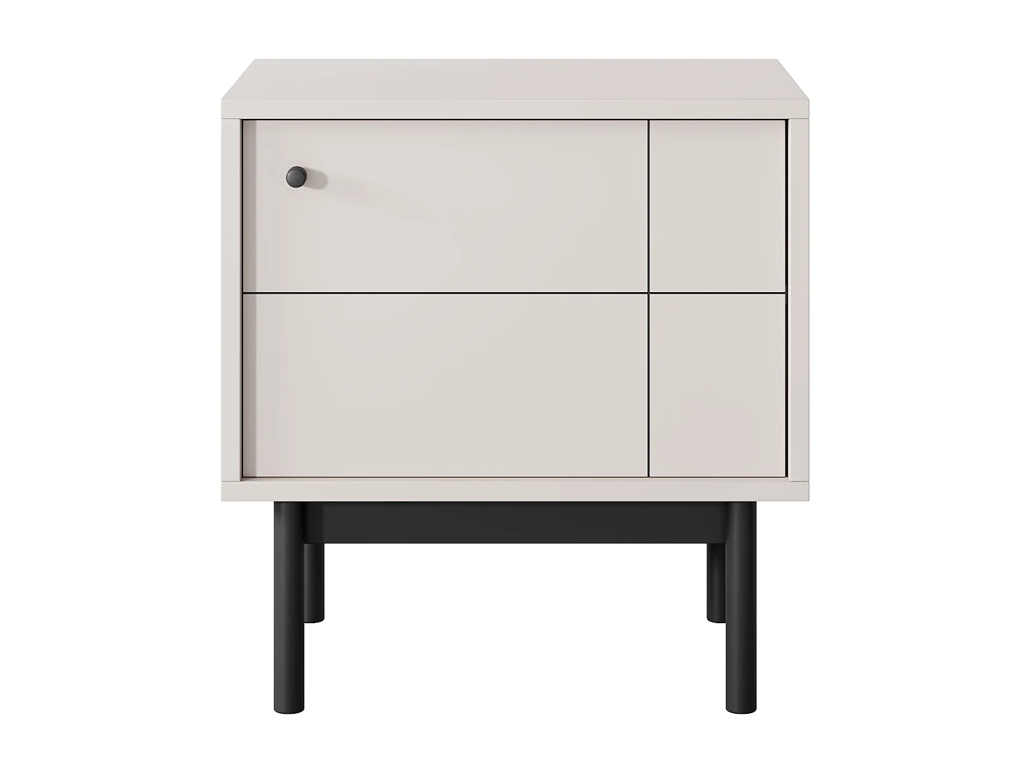 Nachttisch: Kaschmir, schwarze Beine, 53,5 cm x 56,6 cm x 39 cm