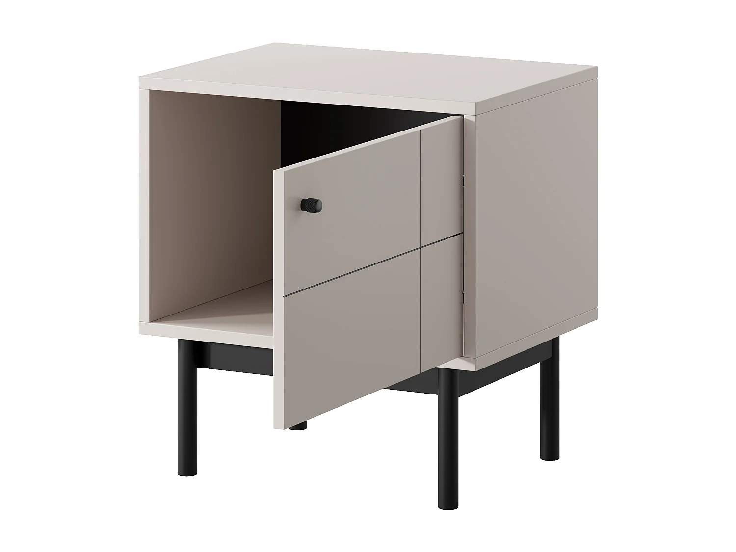 Nachttisch: Kaschmir, schwarze Beine, 53,5 cm x 56,6 cm x 39 cm