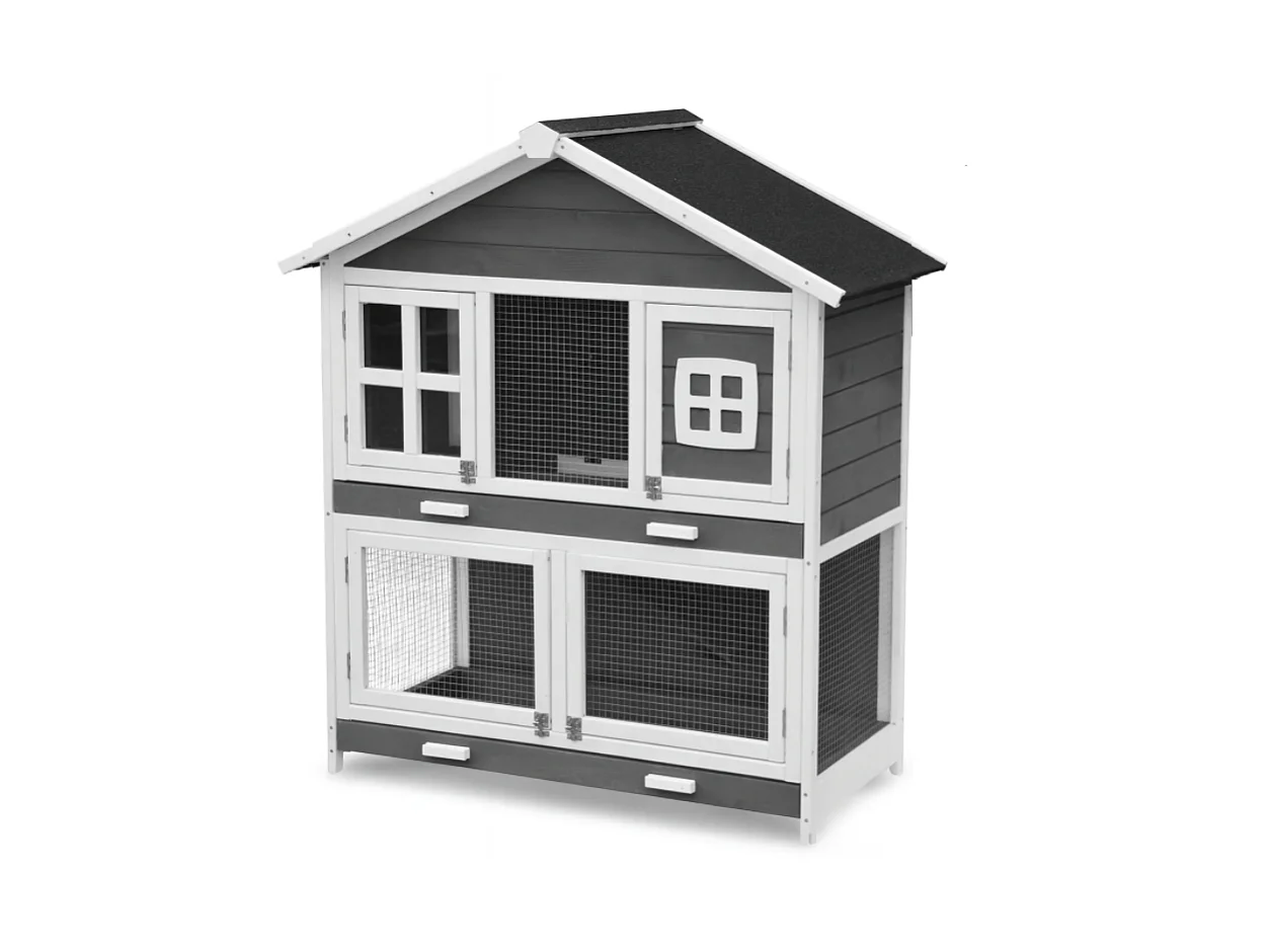 Cage Clapier Enclos pour lapins Extérieur et intérieur en bois 115 x 60 x 118 cm. Modele Murmel