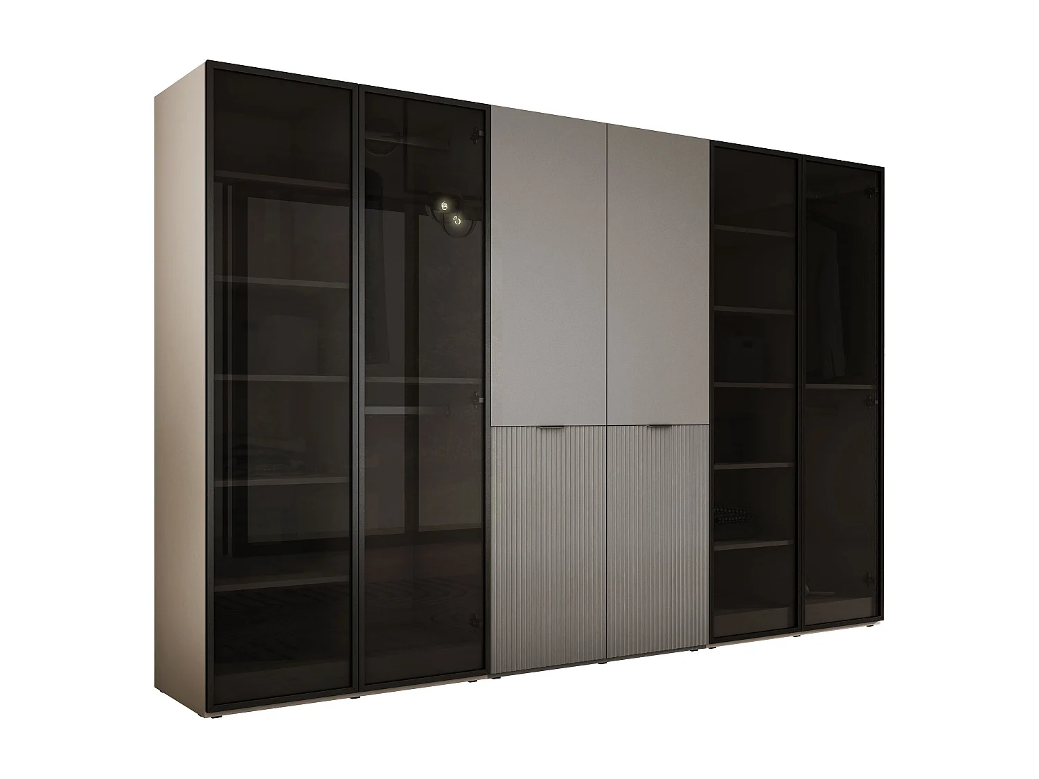 Kast: Antisol Glas / Zandbeige / Platinagrijs, 300 x 200 x 51 cm