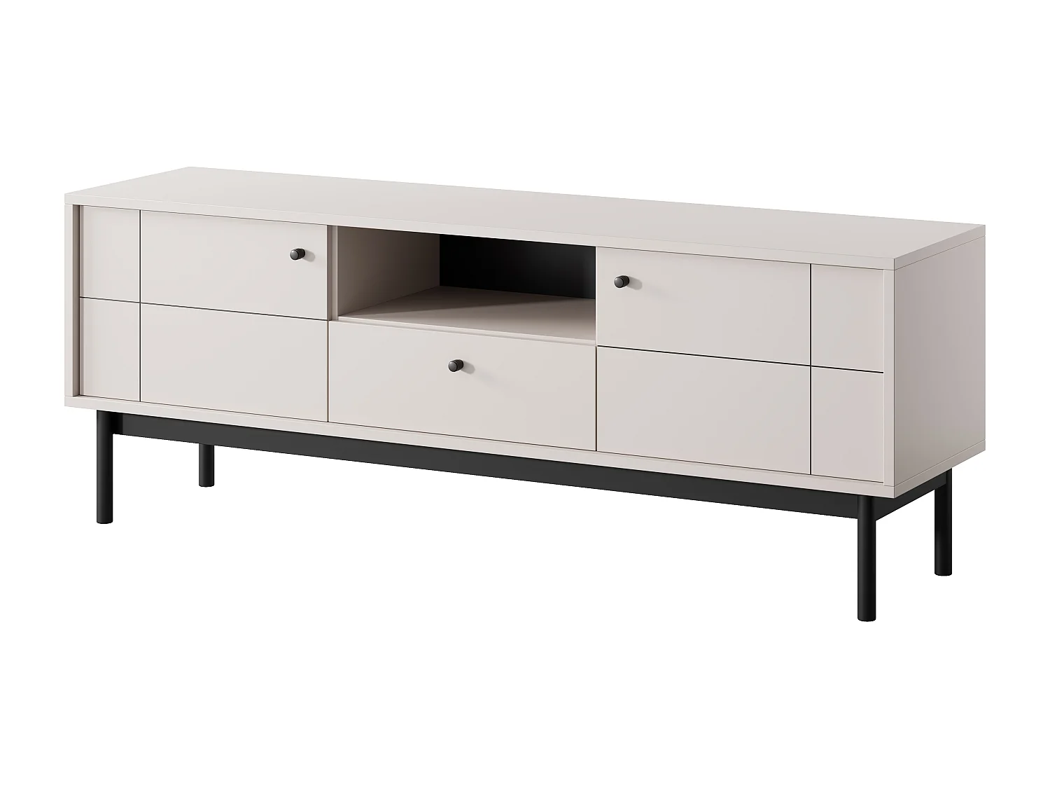 TV-Ständer: Kaschmir, schwarze Beine, 153,5 x 56,5 x 39 cm