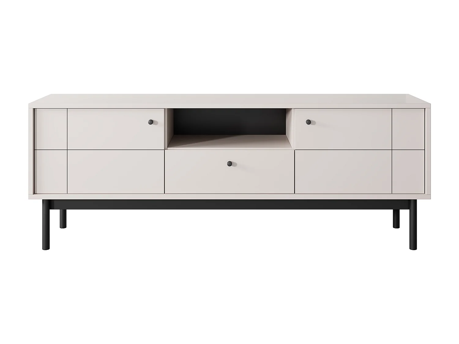 TV-Ständer: Kaschmir, schwarze Beine, 153,5 x 56,5 x 39 cm