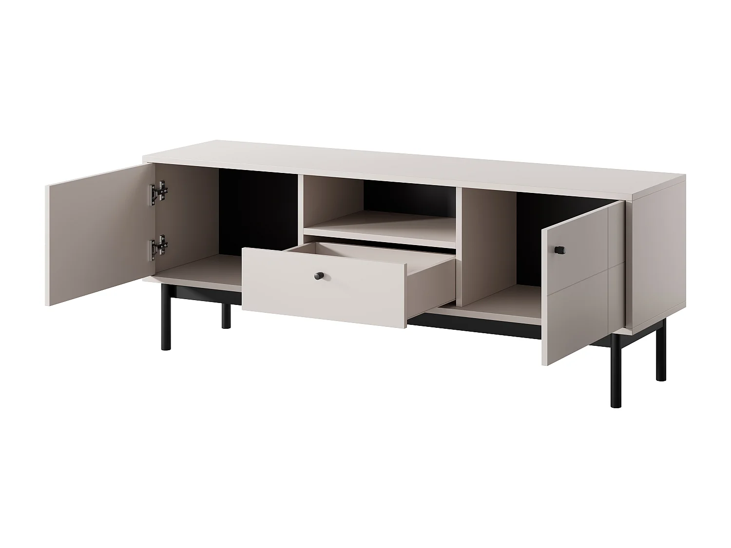 TV-Ständer: Kaschmir, schwarze Beine, 153,5 x 56,5 x 39 cm