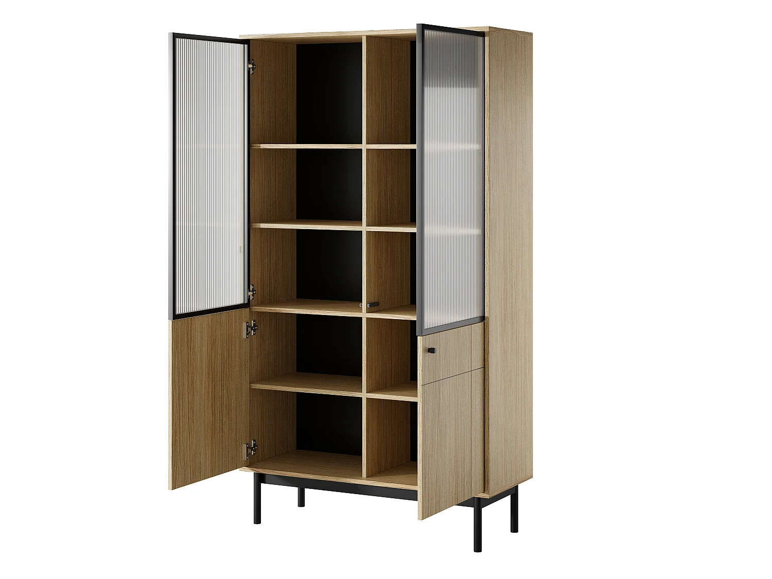 Vitrineskab: farve: linea eg, sorte ben, 103,5 x 184,6 x 39 cm