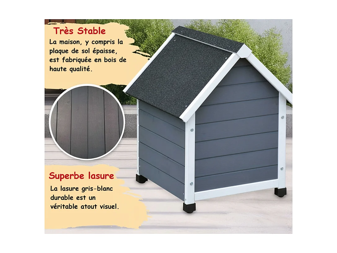 Maison pour chat niche pour exterieur et interieur 56x46x66cm Tigre