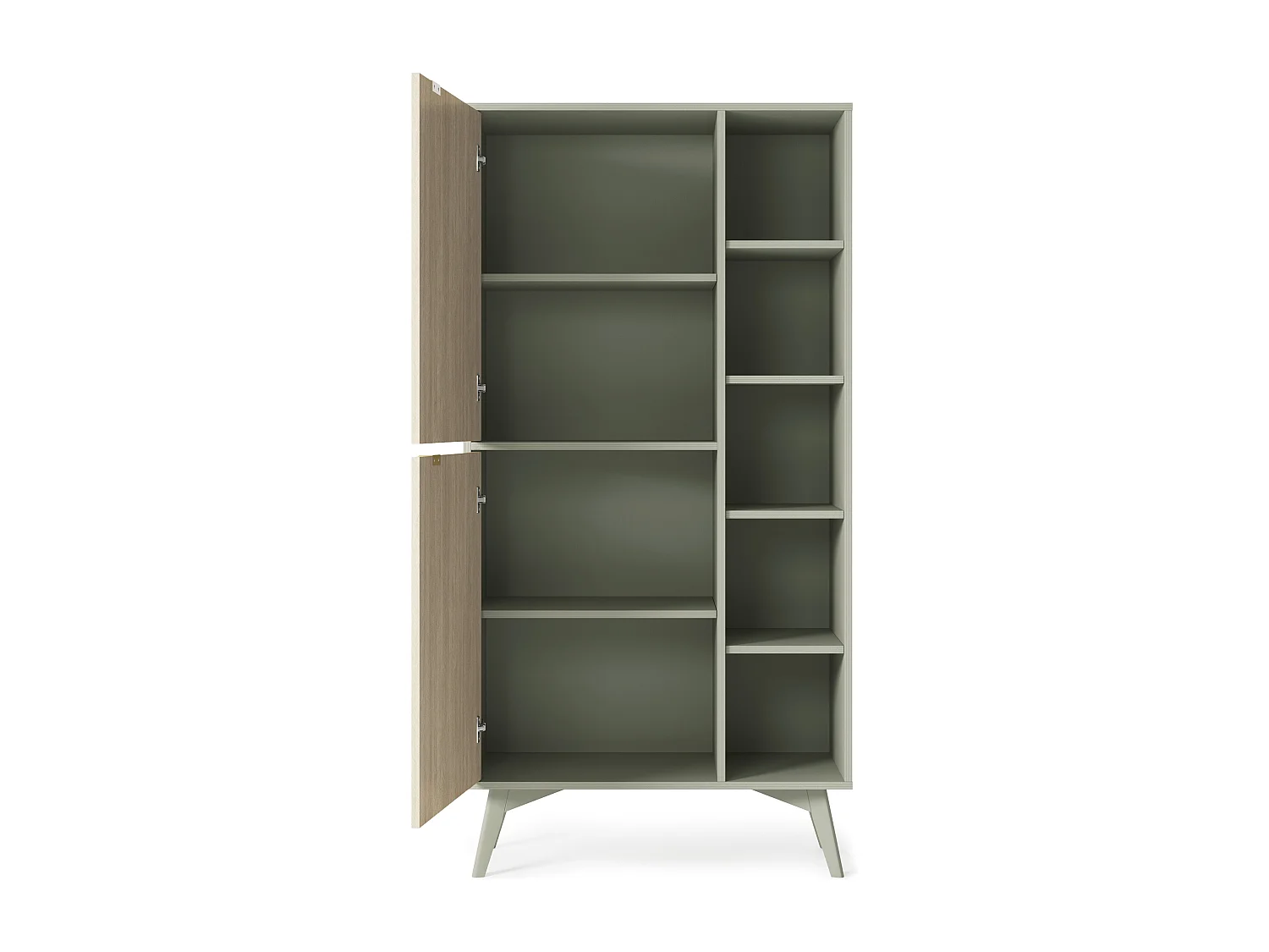 Bibliothèque : Eucalyptus / Chevrons scandi, Pieds Bois, 80 x 160 x 38cm