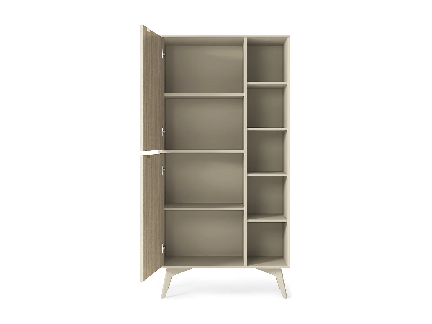 Bibliothèque : Beige sable/ Chevrons scandi, Pieds Bois, 80 x 160 x 38cm