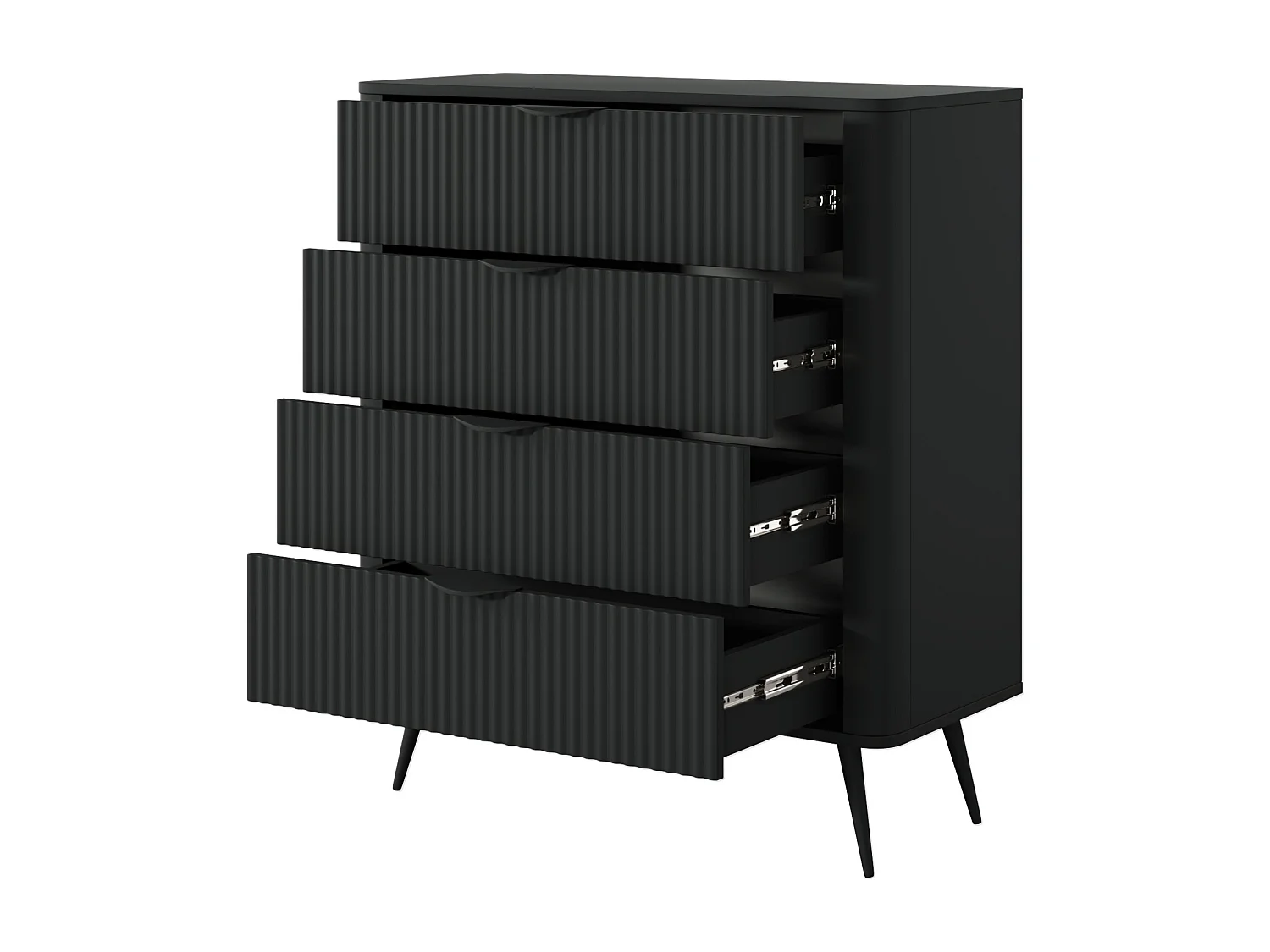 Kommode: 4 Schubladen, schwarz, 88,2 x 38 x 101,2 cm