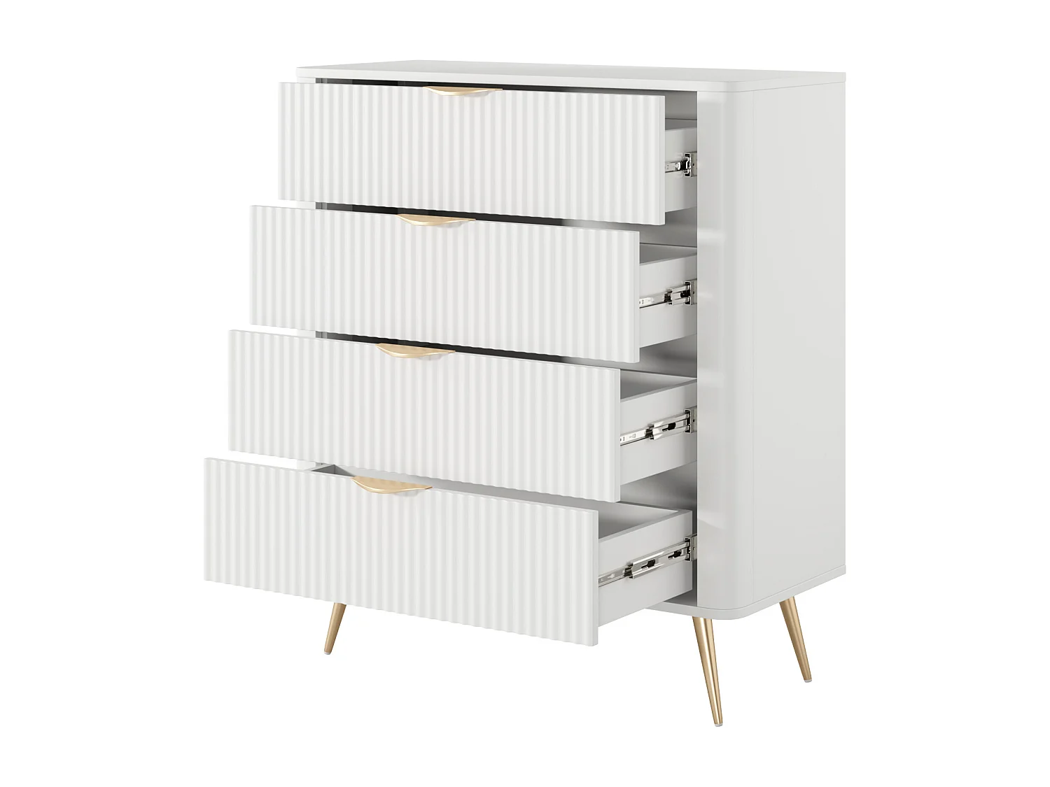 Kommode: 4 Schubladen, weiß, 88,2 x 38 x 101,2 cm