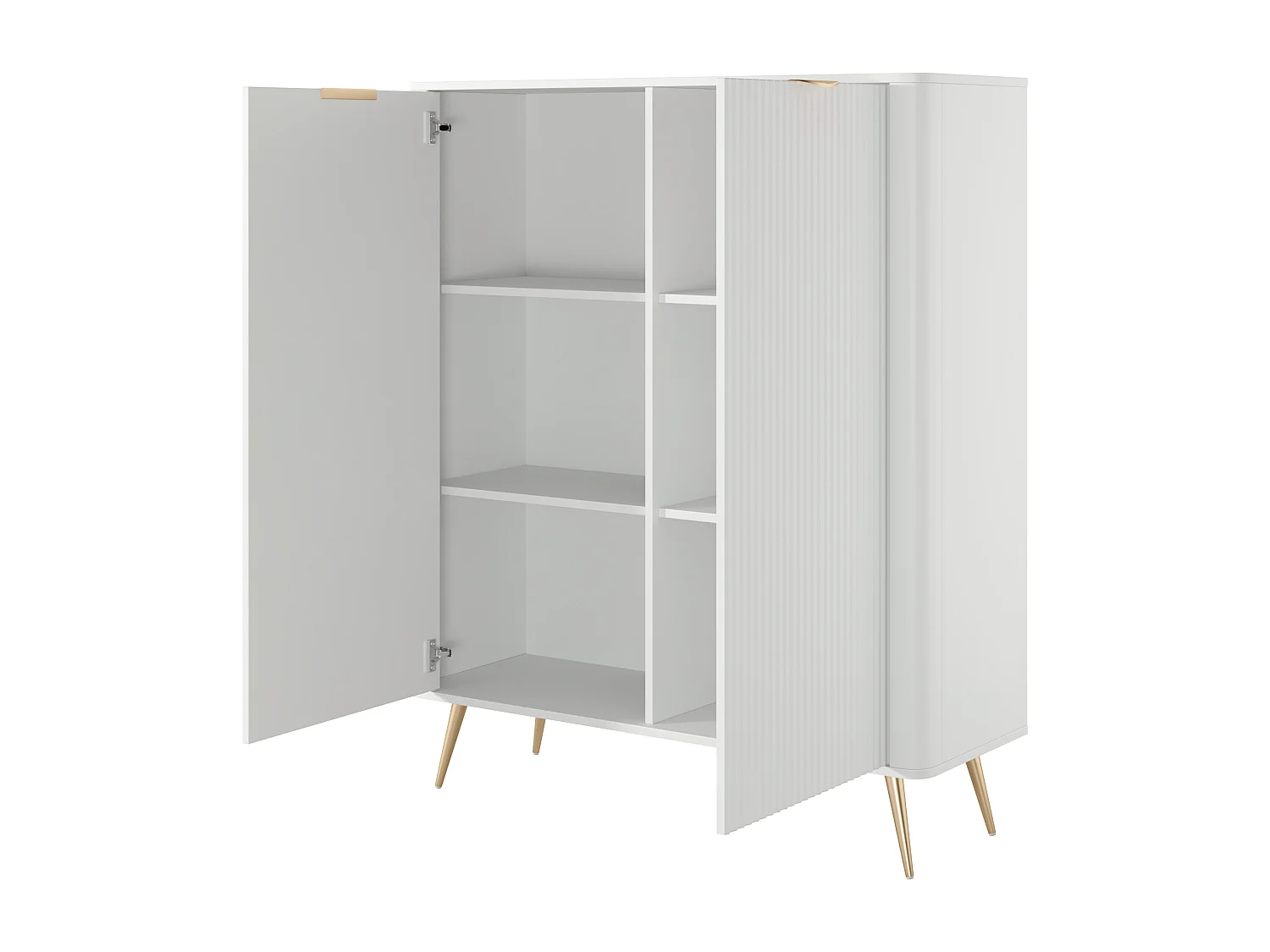 Kommode: 2 Türen, Weiß, 113,2 x 38 x 134,1 cm