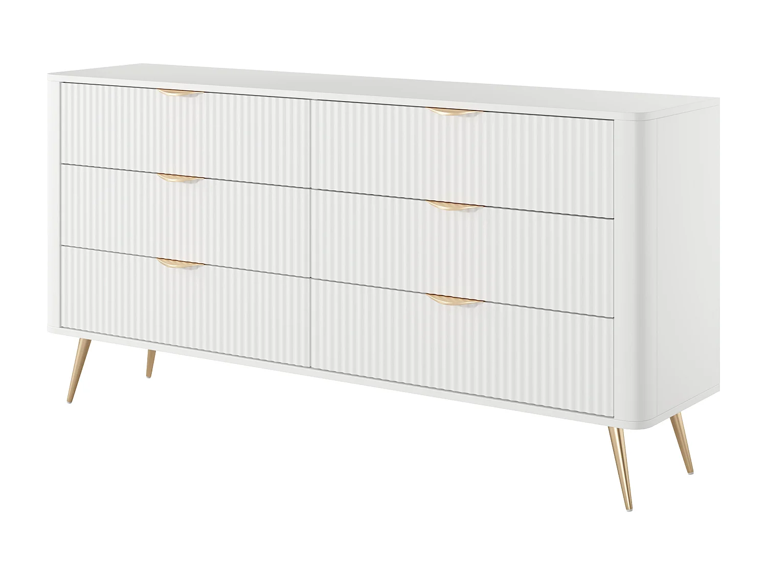 Kommode: 6 Schubladen, weiß, 163,2 x 38 x 81,2 cm