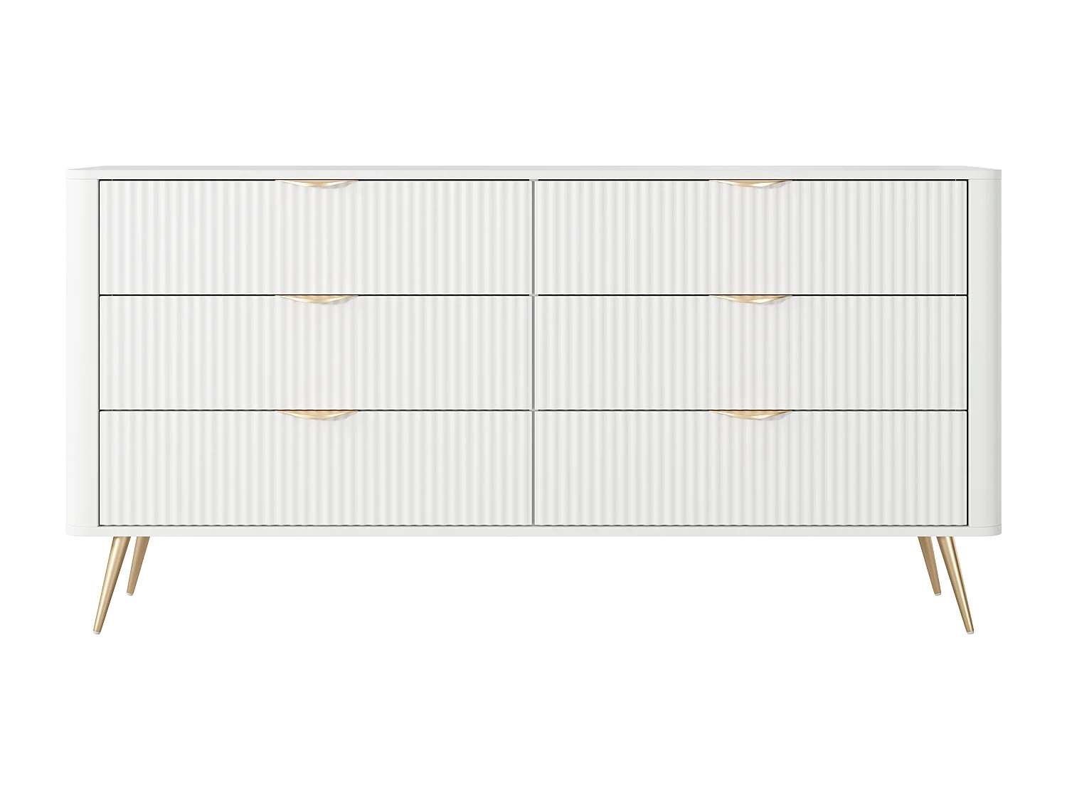 Kommode: 6 Schubladen, weiß, 163,2 x 38 x 81,2 cm