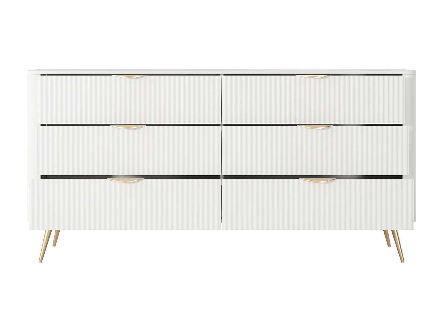 Kommode: 6 Schubladen, weiß, 163,2 x 38 x 81,2 cm