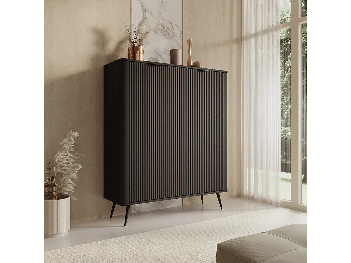 Kommode: 2 Türen, schwarz, 113,2 x 38 x 134,1 cm