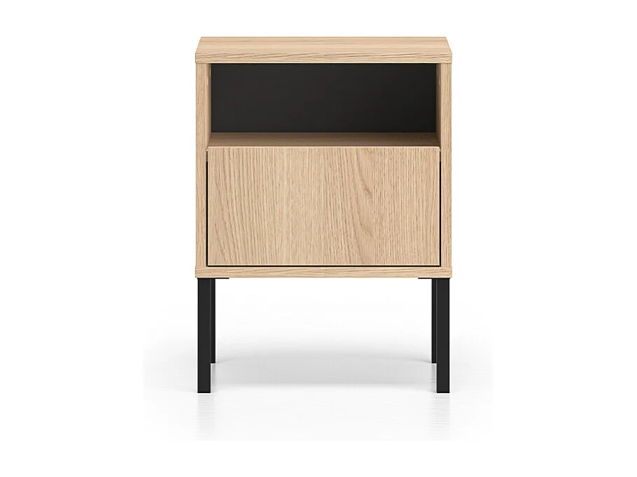 Nachttisch mit 1 Schublade Paige Holz und Schwarz