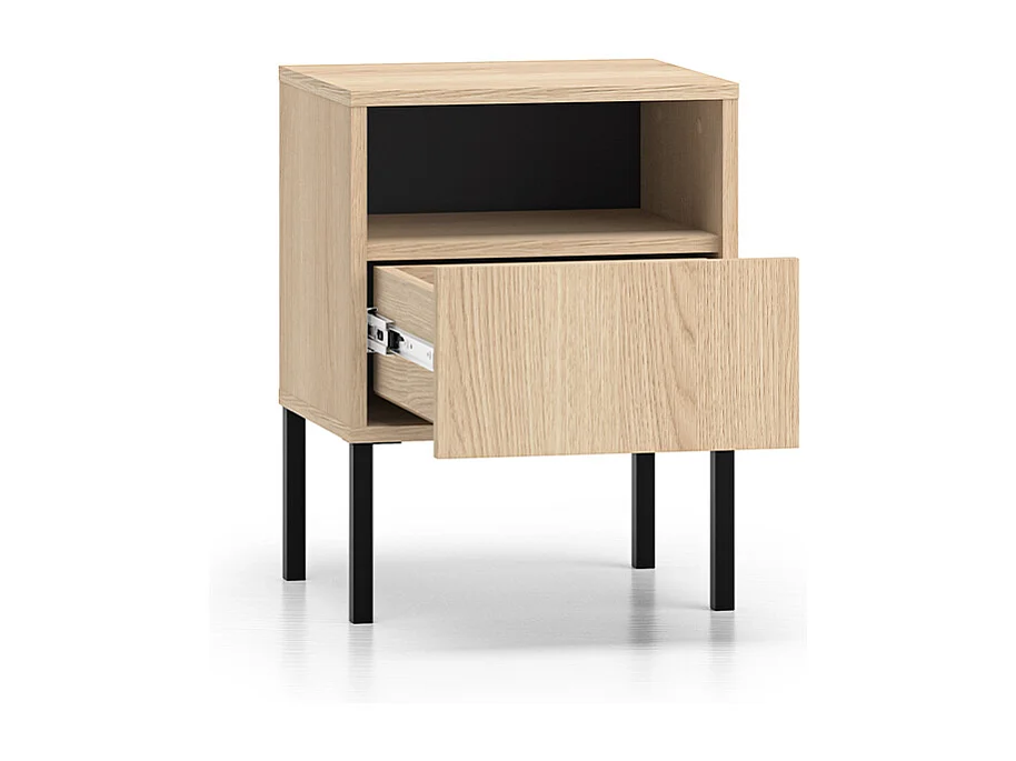Nachttisch mit 1 Schublade Paige Holz und Schwarz