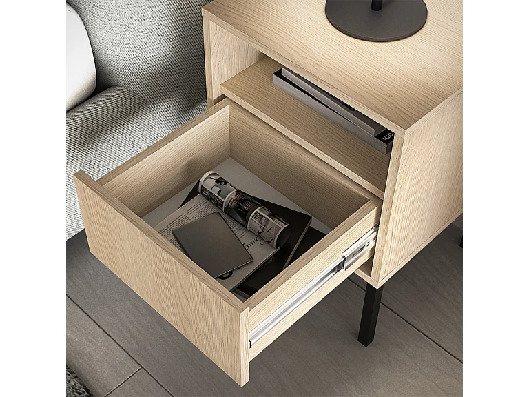 Nachttisch mit 1 Schublade Paige Holz und Schwarz