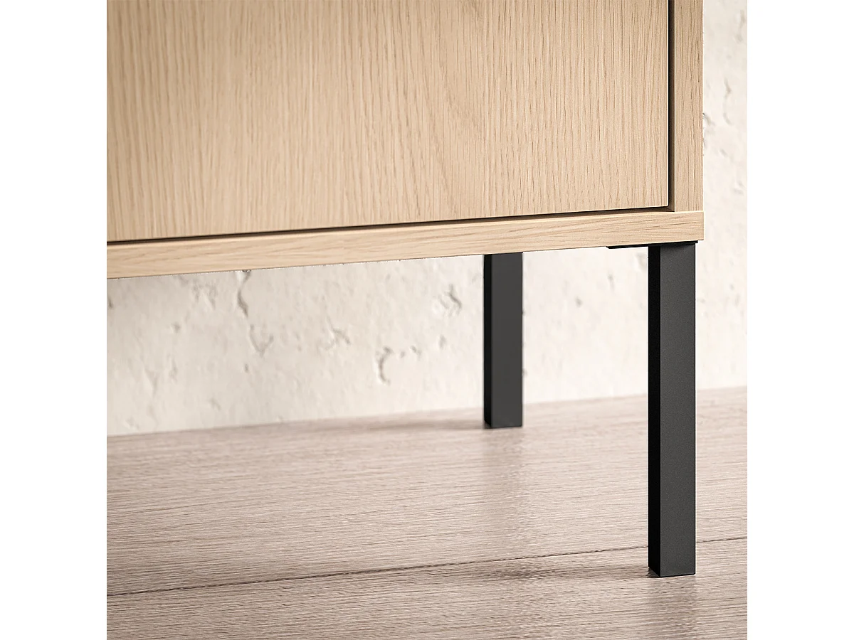 Paige Wood and Black 1-drawer bedside table