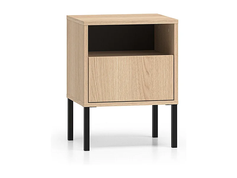 Nachttisch mit 1 Schublade Paige Holz und Schwarz
