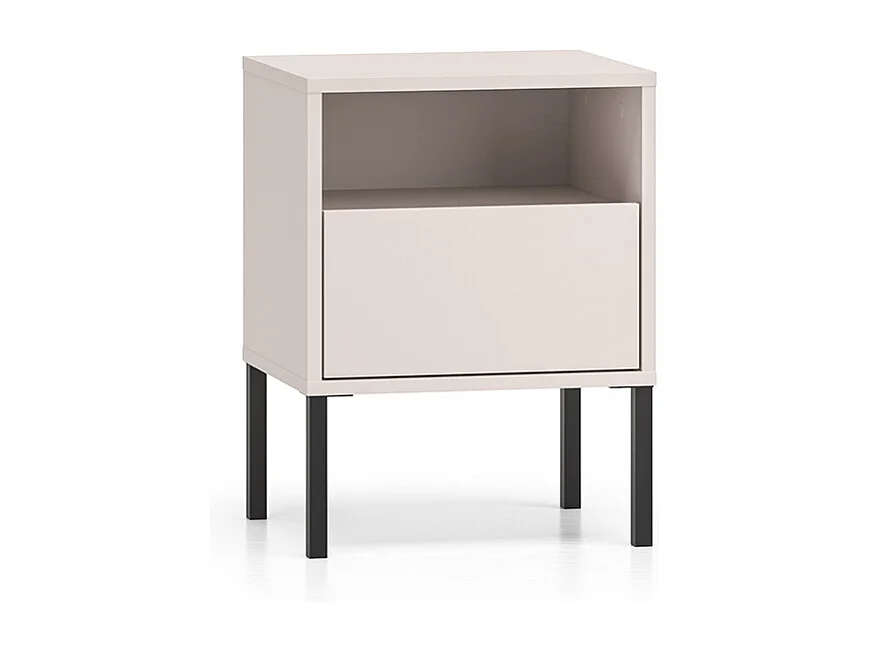 Nachttisch mit 1 Schublade Paige Kaschmir und Schwarz