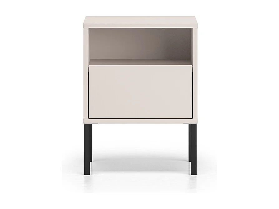 Nachttisch mit 1 Schublade Paige Kaschmir und Schwarz