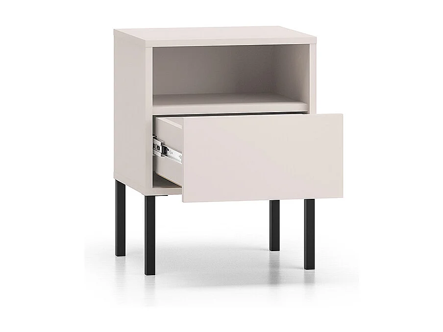 Nachttisch mit 1 Schublade Paige Kaschmir und Schwarz