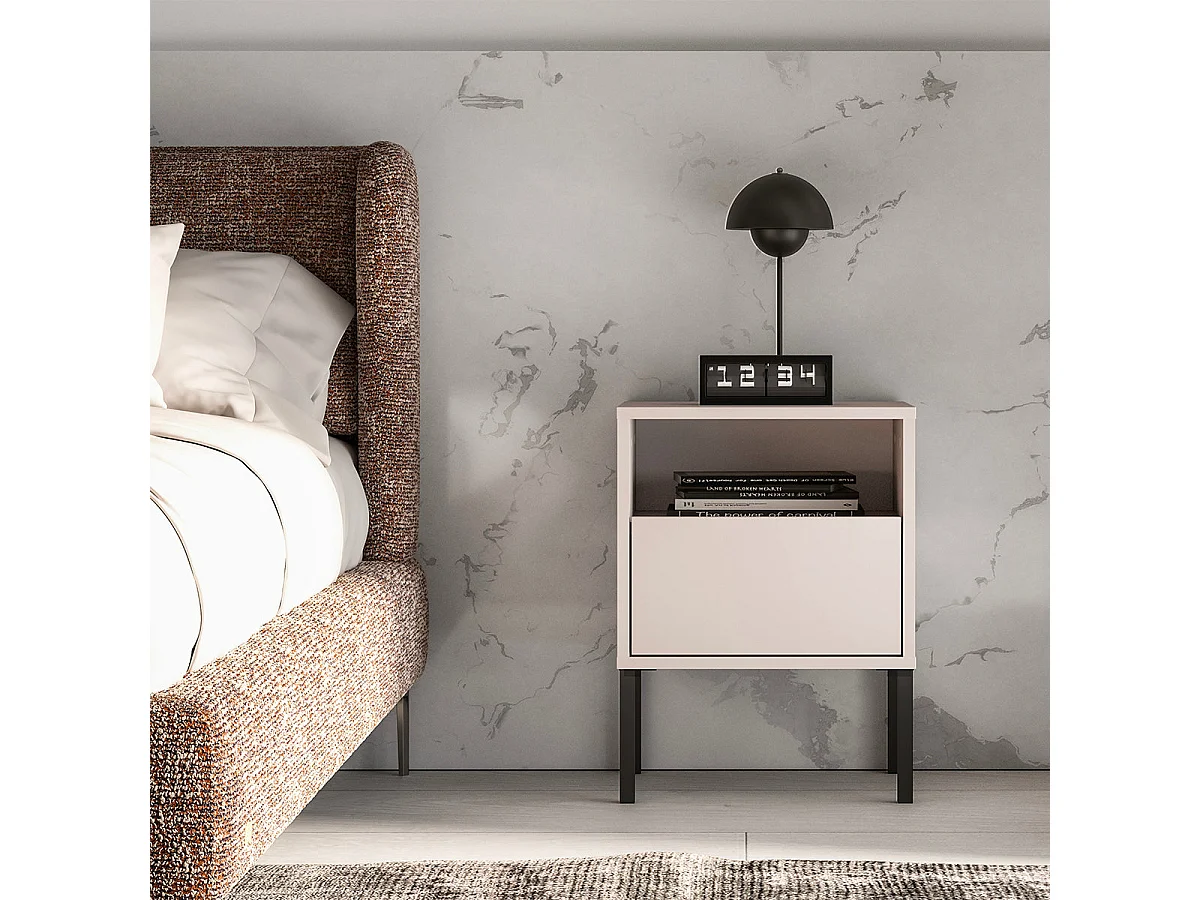 Paige Cashmere and Black 1-drawer bedside table