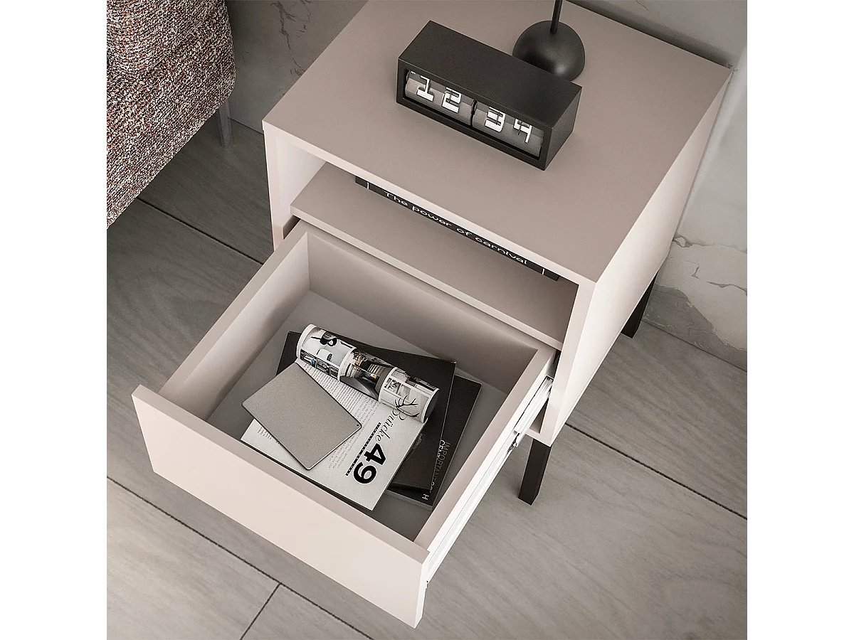 Paige Cashmere and Black 1-drawer bedside table