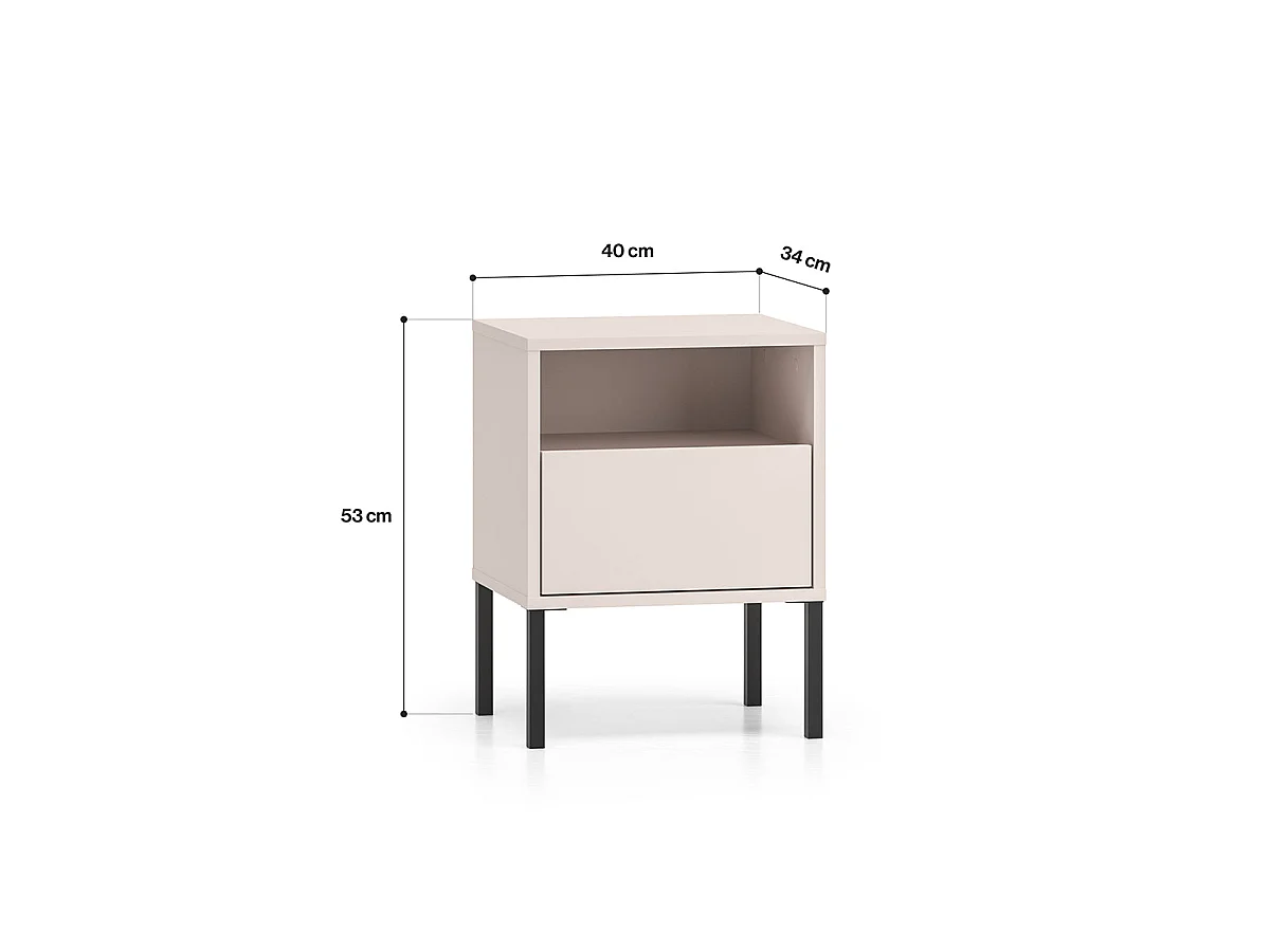 Paige Cashmere and Black 1-drawer bedside table