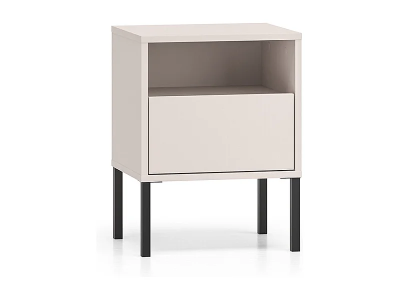 Nachttisch mit 1 Schublade Paige Kaschmir und Schwarz