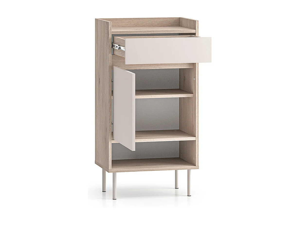 Meuble à chaussures 1 porte 1 tiroir Alos Cachemire et Bois