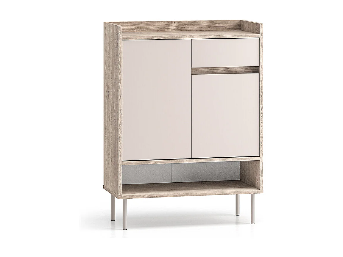 2-door 1-drawer Alos Cashmere and Wood Shoe Cabinet