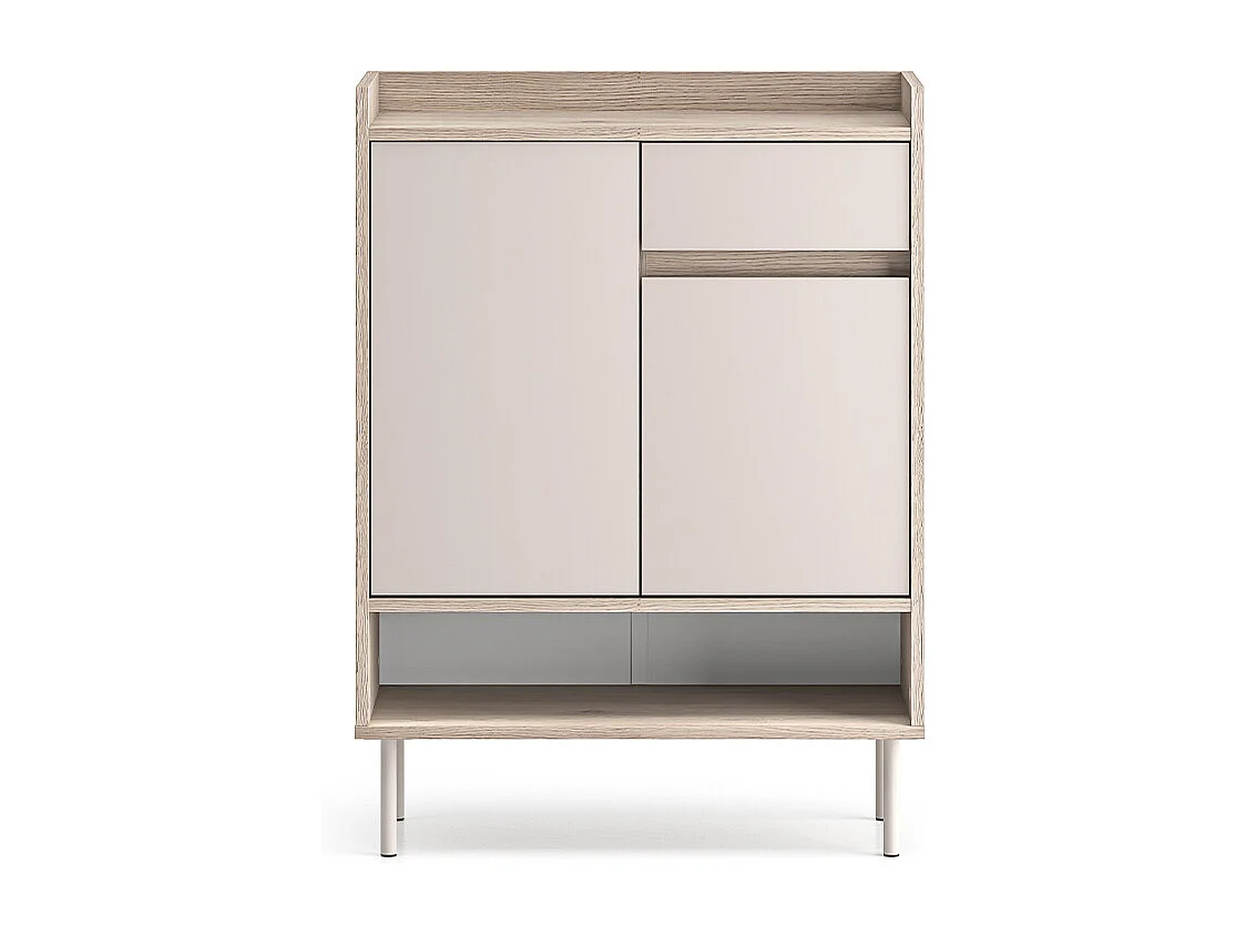 2-door 1-drawer Alos Cashmere and Wood Shoe Cabinet