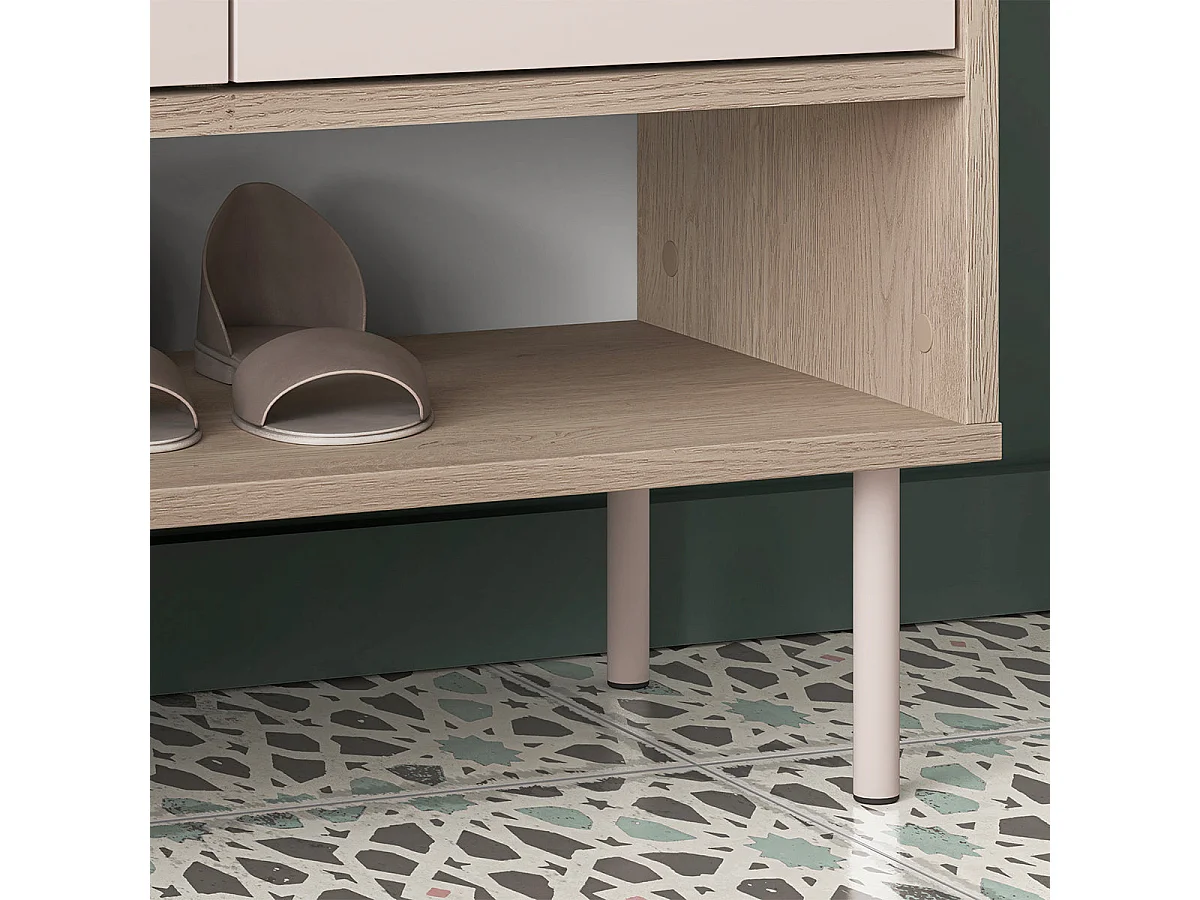 Meuble à chaussures 2 portes 1 tiroir Alos Cachemire et Bois
