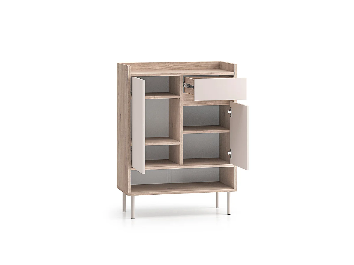 Meuble à chaussures 2 portes 1 tiroir Alos Cachemire et Bois