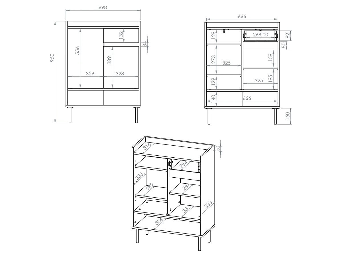 Meuble à chaussures 2 portes 1 tiroir Alos Cachemire et Bois
