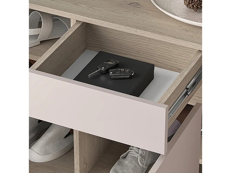 Meuble à chaussures 3 portes 1 tiroir Alos Cachemire et Bois