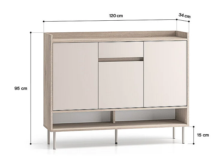 Meuble à chaussures 3 portes 1 tiroir Alos Cachemire et Bois