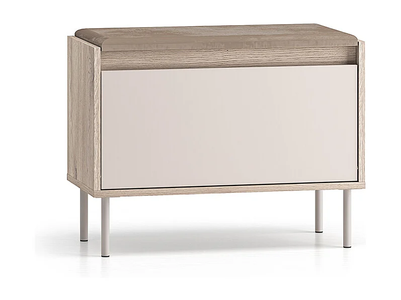 Banc meuble à chaussures 1 porte Alos Cachemire et Bois