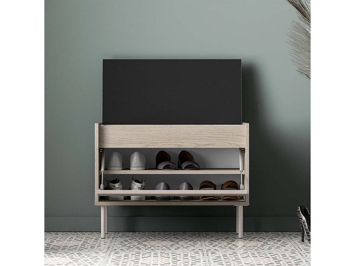 Banc meuble à chaussures 1 porte Alos Cachemire et Bois