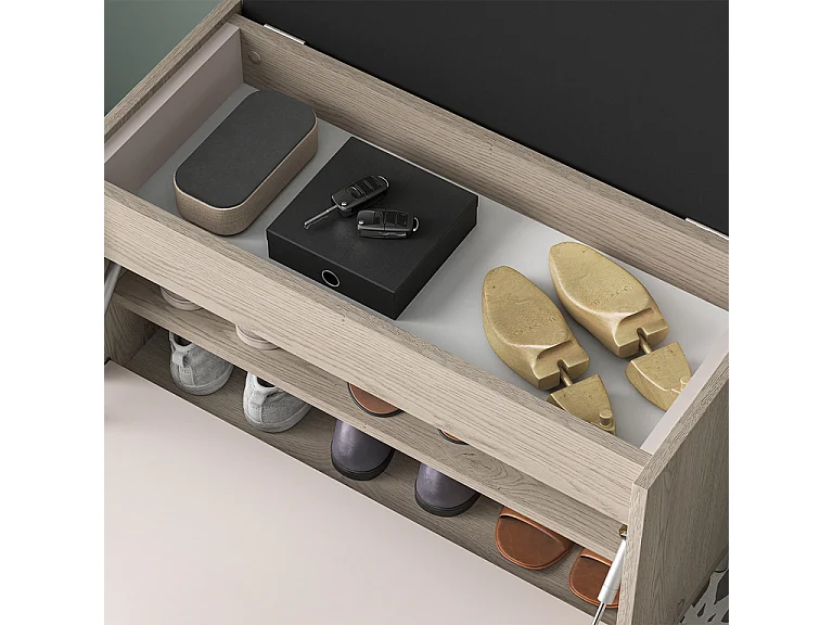 Banc meuble à chaussures 1 porte Alos Cachemire et Bois