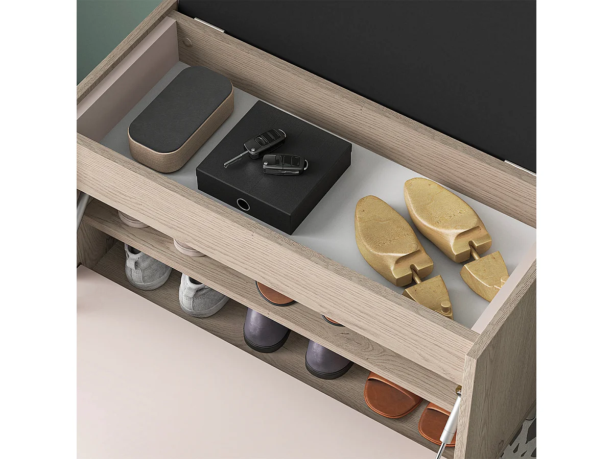 Banc meuble à chaussures 1 porte Alos Cachemire et Bois